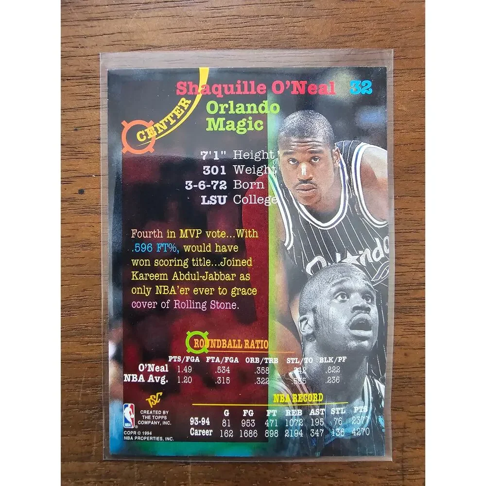 Shaquille O'Neal 1994-1995 Topps Stadium Club (TSC) #32 - NBA - Fresh Pull